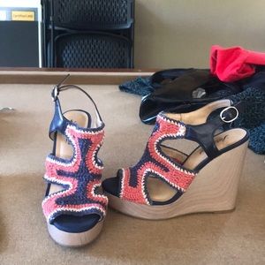 Lucky brand crochet wooden pumps